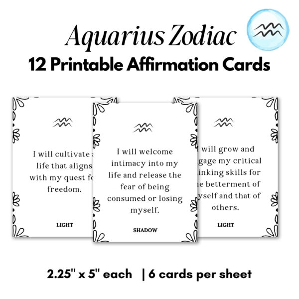 Printable Affirmation Cards for Aquarius Zodiac Sign