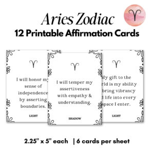 Printable Affirmation Cards for Aries Zodiac Sign