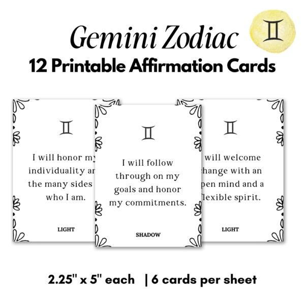 Printable Affirmation Cards for Gemini Zodiac Sign