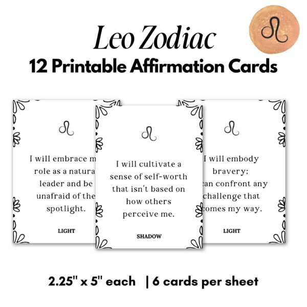 Printable Affirmation Cards for Leo Zodiac Sign