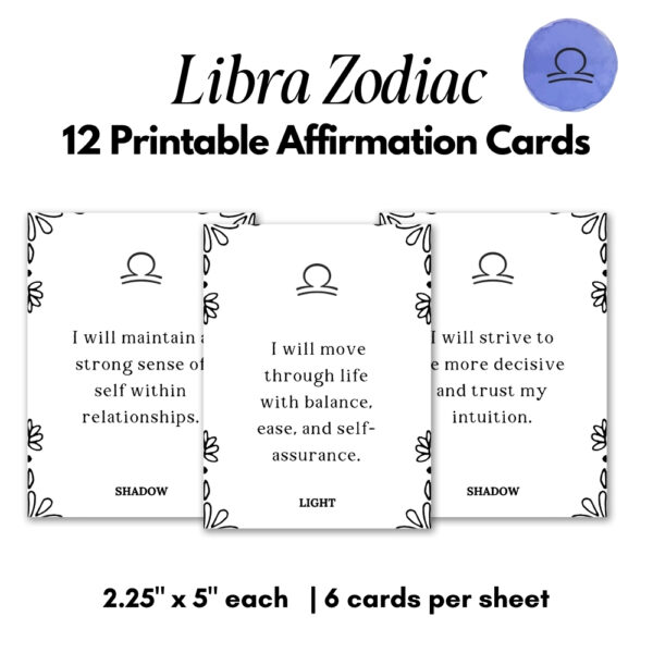 Printable Affirmation Cards for Libra Zodiac Sign
