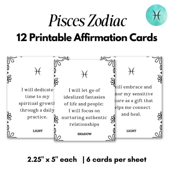 Printable Affirmation Cards for Pisces Zodiac Sign