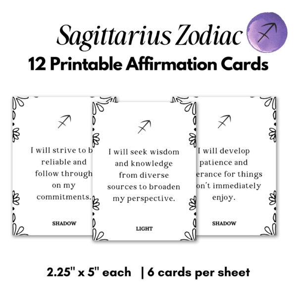 Printable Affirmation Cards for Sagittarius Zodiac Sign