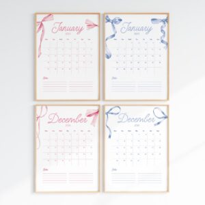 2025-2026 Coquette Printable Calendar Mega Bundle