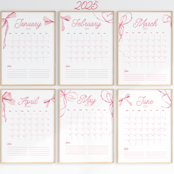 2025-2026 Coquette Printable Calendar Mega Bundle - Image 2