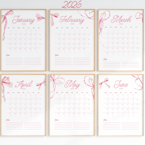 2025-2026 Coquette Printable Calendar Mega Bundle - Image 6