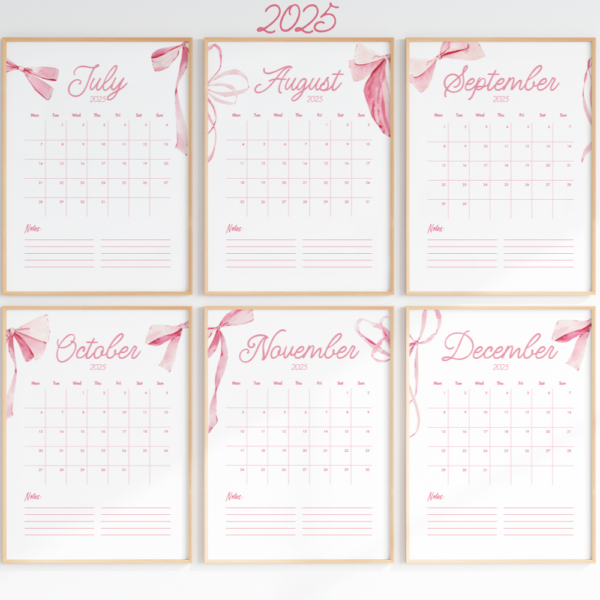 2025-2026 Coquette Printable Calendar Mega Bundle - Image 3