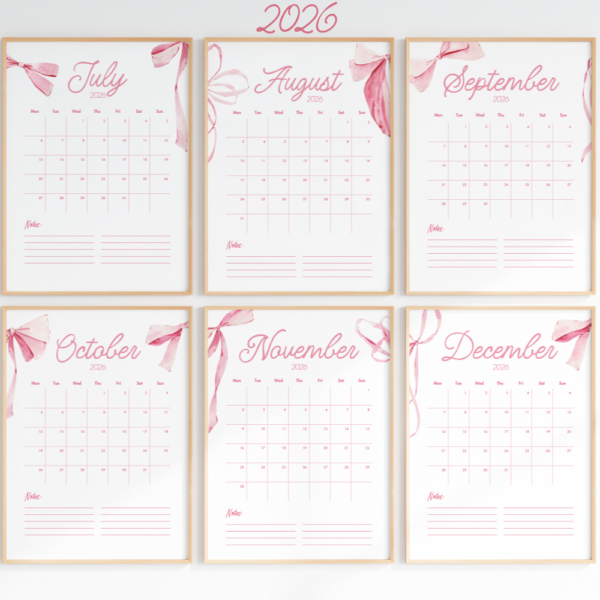 2025-2026 Coquette Printable Calendar Mega Bundle - Image 7