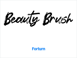 The words "Beauty Brush" written in the black brush font with the name of the font, Forturn, beneath the text