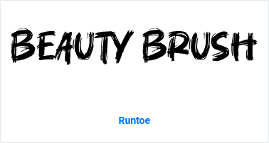 The words "Beauty Brush" written in the black brush font with the name of the font, Runtoe, beneath the text