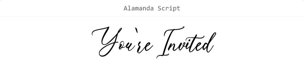 Alamanda Script font preview showing the words ‘You’re Invited.’