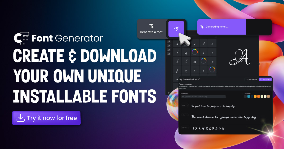 Creative Fabrica Font Generator banner: create and download your own unique installable fonts